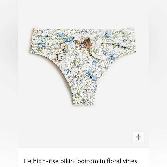 J Crew Women’s Swim Bottom Floral Vine Sz 3X Plus Bikini BF204 NWT Tie High Rise - Picture 1 of 7